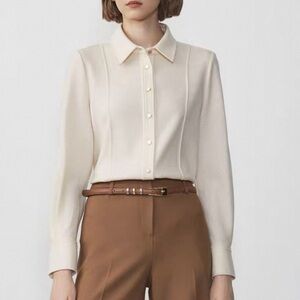 Lancy from25 Cream Wool Long Sleeves Button-Up Shirt